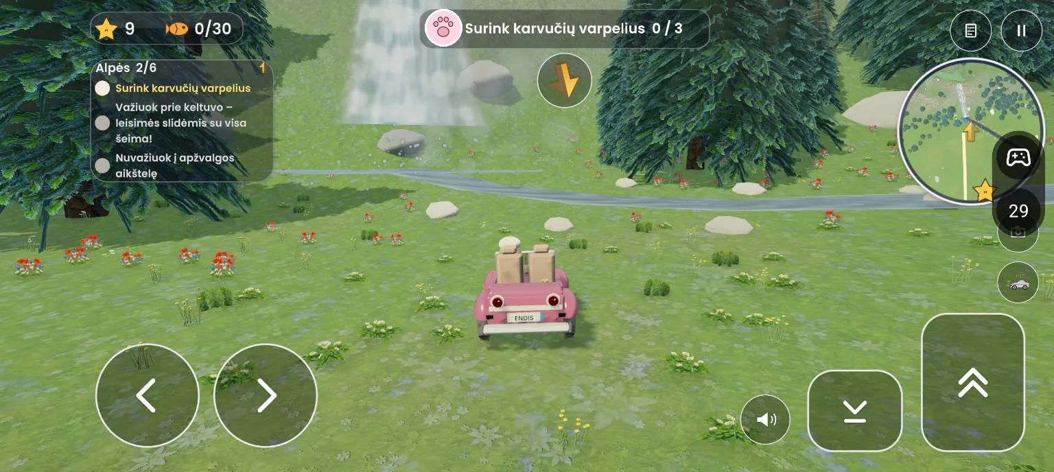 A small car in an Alpine meadow