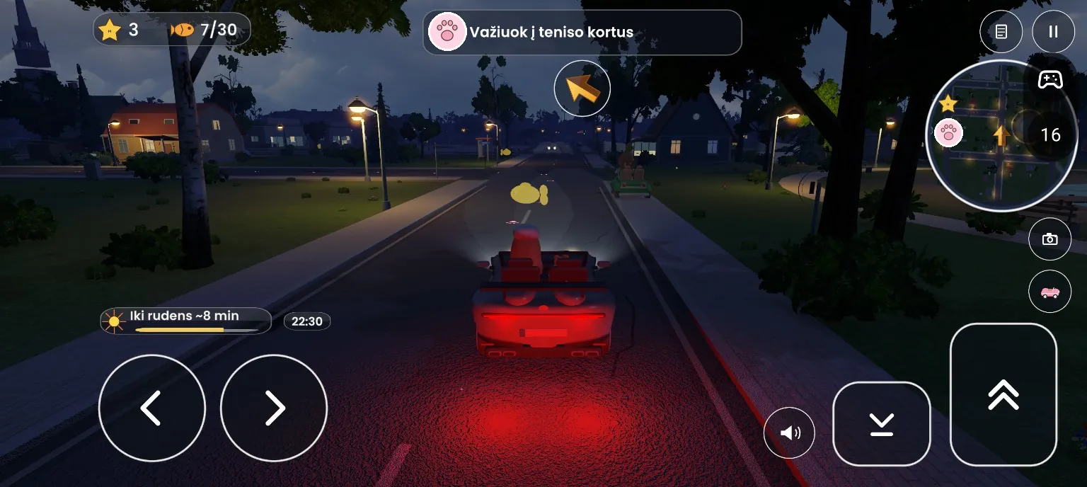 Night with glowing street lamps